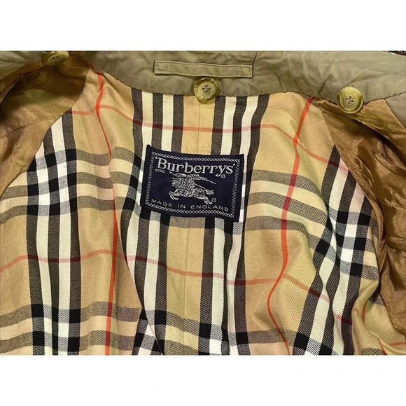 Burberrys London VTG Double Breasted  Designer Classic Beige Trench Coat Sz 50 - Picture 15 of 16